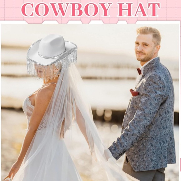 NEW| Rhinestone Fringe Cowboy Cowgirl Festival Carnival Concert Hat - Picture 9 of 9